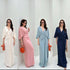 Women Casual V-neck Napless Flare Sleeves Maxi Slit Dress